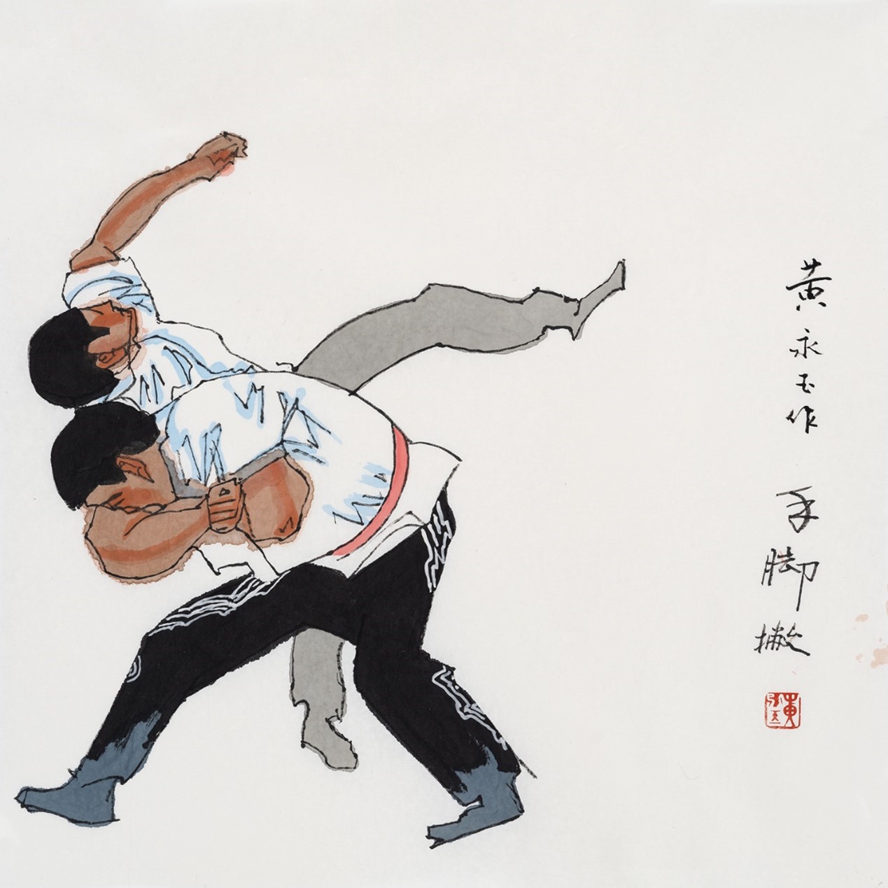 <h2>手脚撇</h2><p>作者：黄永玉</p><p>创作年代：2017年</p><p>规格：69cm×69cm</p><p>品类：纸本设色</p>